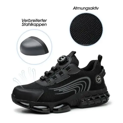 Scarpe Antinfortunistiche Uomo Donna Scarpe da Lavoro Traspiranti Leggere Comode con Punta in Acciaio Black 40 EU miniatura 2