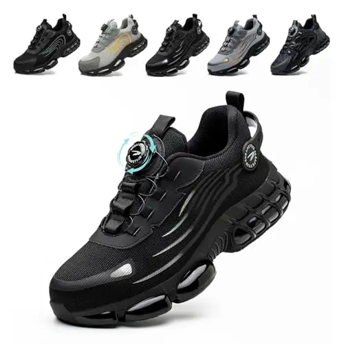 Scarpe Antinfortunistiche Uomo Donna Scarpe da Lavoro Traspiranti Leggere Comode con Punta in Acciaio Black 43 EU
