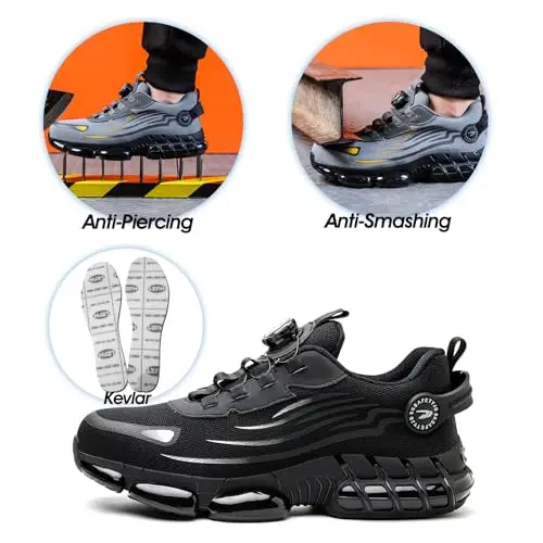 Scarpe Antinfortunistiche Uomo Donna Scarpe da Lavoro Traspiranti Leggere Comode con Punta in Acciaio Black 43 EU miniatura 3