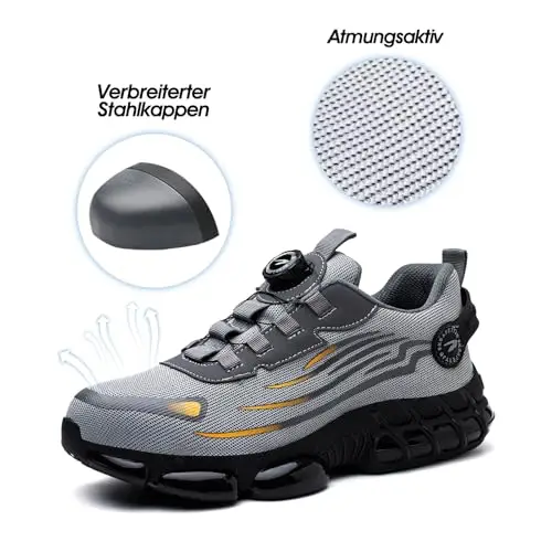 Scarpe Antinfortunistiche Uomo Donna Scarpe da Lavoro Traspiranti Leggere Comode con Punta in Acciaio Grey 42 EU miniatura 2