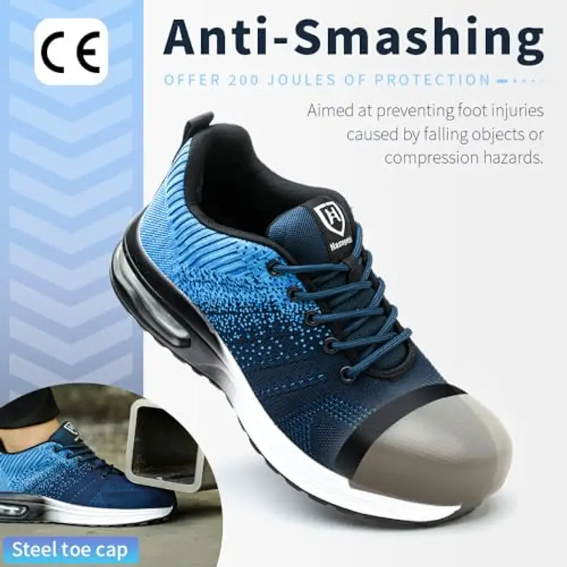 Scarpe Antinfortunistiche Uomo Donna Scarpe da Lavoroleggere Alte Comode Scarpe Sicurezza Blu EU 40 miniatura 2