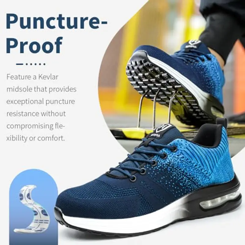 Scarpe Antinfortunistiche Uomo Donna Scarpe da Lavoroleggere Alte Comode Scarpe Sicurezza Blu EU 40 miniatura 3