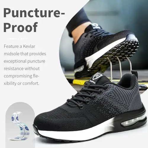 Scarpe Antinfortunistiche Uomo Donna Scarpe da Lavoroleggere Alte Comode Scarpe Sicurezza Grigio EU 40 miniatura 3