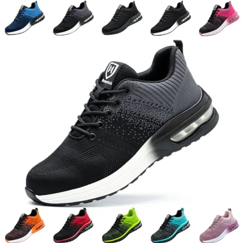 Scarpe Antinfortunistiche Uomo Donna Scarpe da Lavoroleggere Alte Comode Scarpe Sicurezza Grigio EU 46