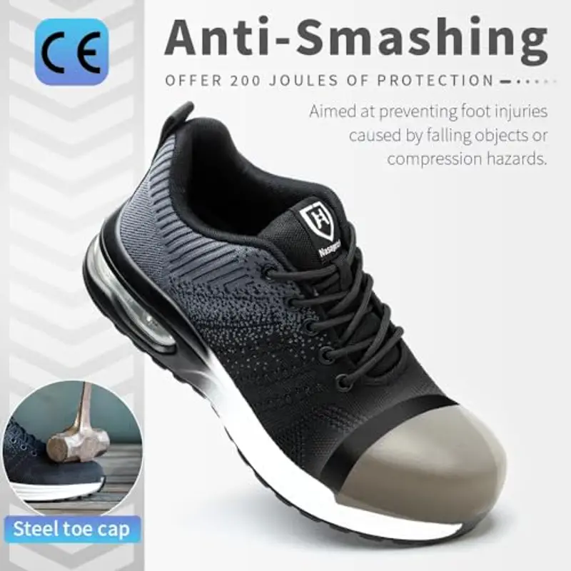 Scarpe Antinfortunistiche Uomo Donna Scarpe da Lavoroleggere Alte Comode Scarpe Sicurezza Grigio EU 46 miniatura 2