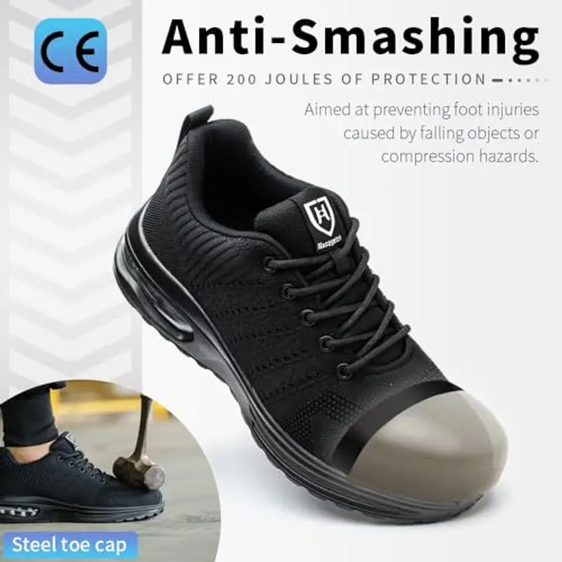Scarpe Antinfortunistiche Uomo Donna Scarpe da Lavoroleggere Alte Comode Scarpe Sicurezza Nero EU 41 miniatura 2