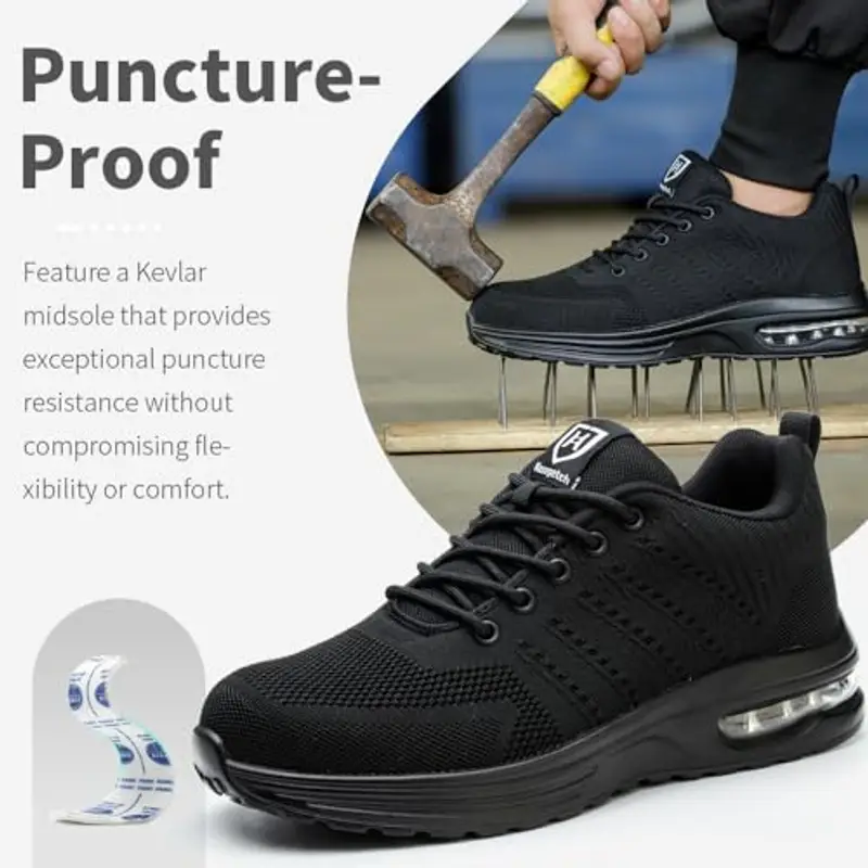 Scarpe Antinfortunistiche Uomo Donna Scarpe da Lavoroleggere Alte Comode Scarpe Sicurezza Nero EU 41 miniatura 3