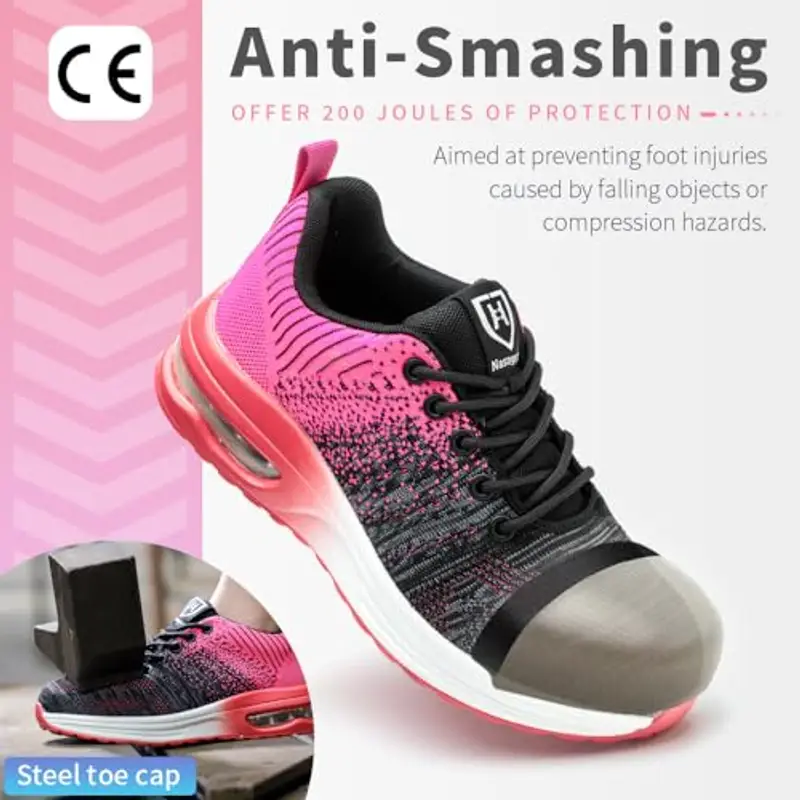 Scarpe Antinfortunistiche Uomo Donna Scarpe da Lavoroleggere Alte Comode Scarpe Sicurezza Rosa EU 35 miniatura 2