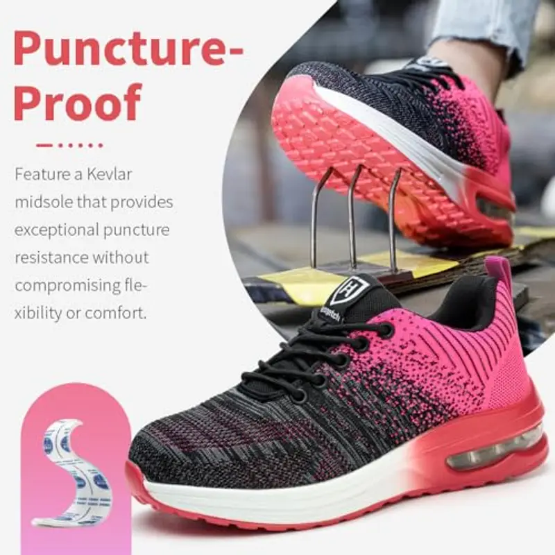 Scarpe Antinfortunistiche Uomo Donna Scarpe da Lavoroleggere Alte Comode Scarpe Sicurezza Rosa EU 40 miniatura 3