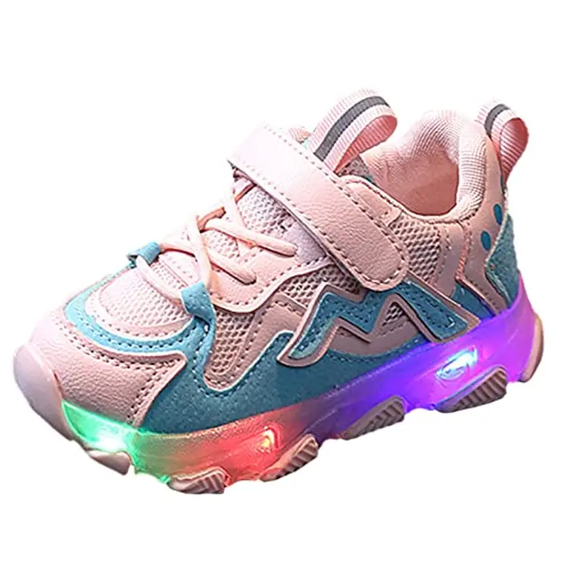 Scarpe Bambina con Luci con Strappi E Luci Passeggio Scarpe da Corsa Casual Traspiranti Comodi Scarpe con Luci LED