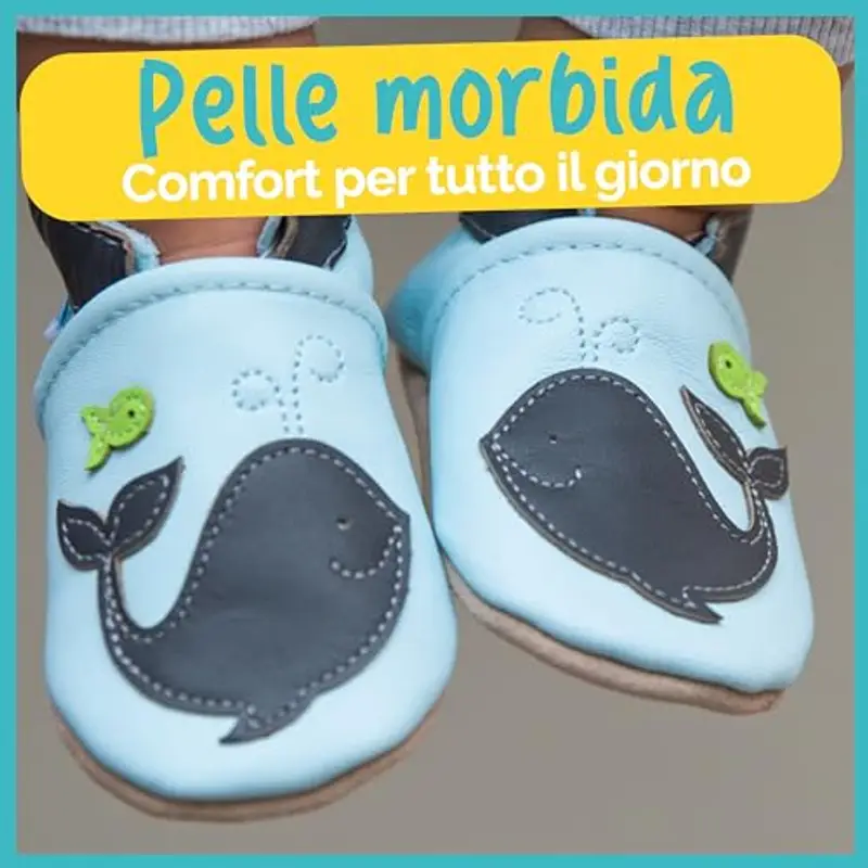 Scarpe Bambino Scarpe Neonato in Morbida Pelle - Balena - 18 miniatura 2