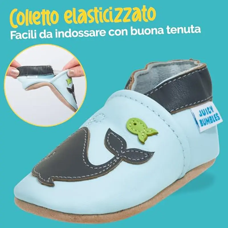 Scarpe Bambino Scarpe Neonato in Morbida Pelle - Balena - 18 miniatura 3