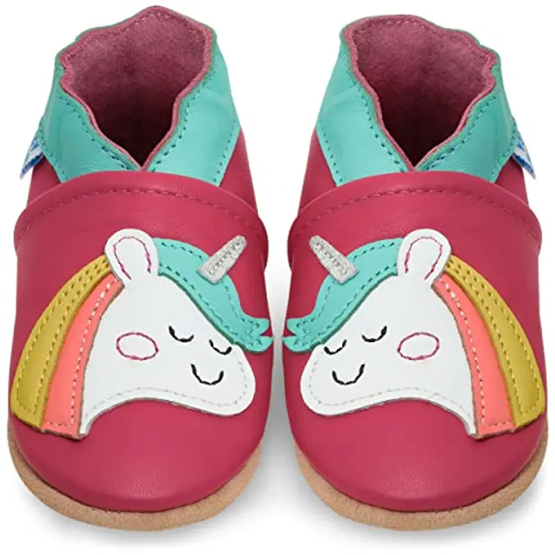 Scarpe Bimba in Morbida Pelle - Scarpe Neonata Primi Passi - Unicorno - 18