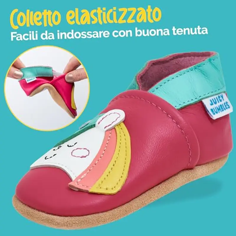 Scarpe Bimba in Morbida Pelle - Scarpe Neonata Primi Passi - Unicorno - 18 miniatura 3