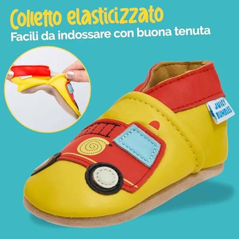 Scarpe Bimbo in Morbida Pelle Scarpine Neonati - Autopompa - 12 miniatura 3