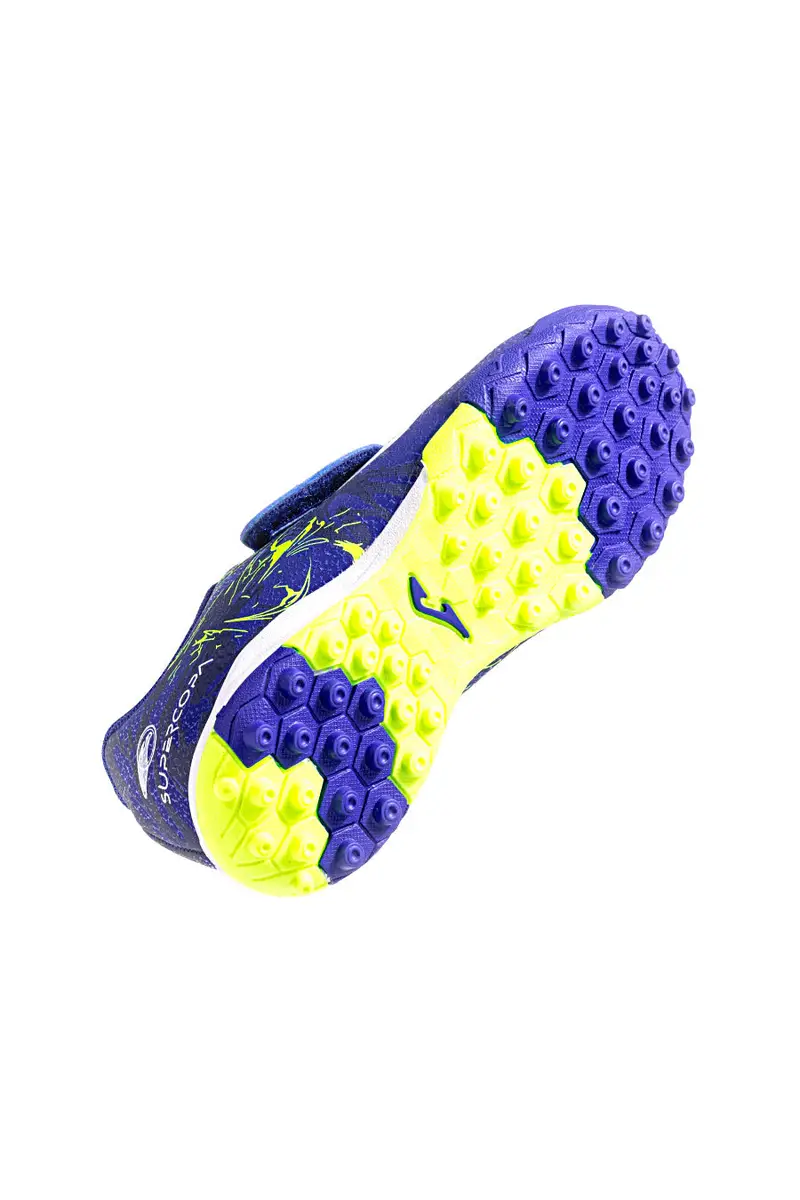 Scarpe calcio blu e gialle per terreno duro JOMA Super Copa Jr 2404 miniatura 3