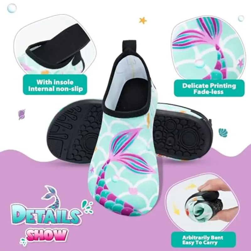 Scarpe da Acqua per Bambini - Immersione, Nuoto, Scoglio, Mare e Spiaggia - Modello Sirena per Ragazza miniatura 2