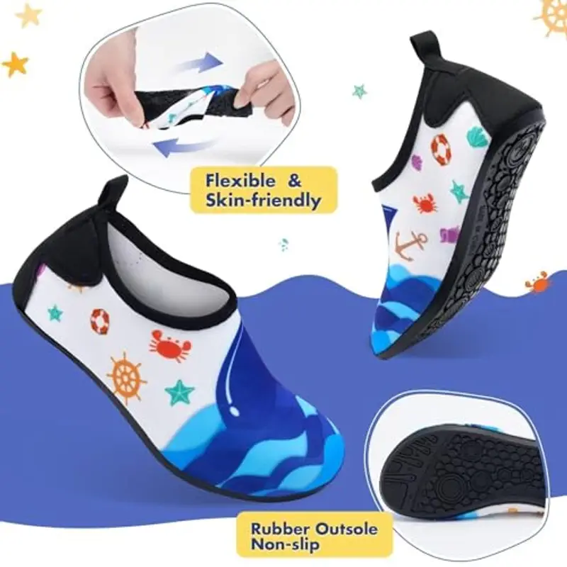 Scarpe da Acqua per Bambini Scarpe da Immersione per Bambini Scarpe da Nuoto per Bambini Scarpe da Scoglio Bambino Ragazzo Scarpe Mare Scoglio Scarpe da Spiaggia per Squalo miniatura 3