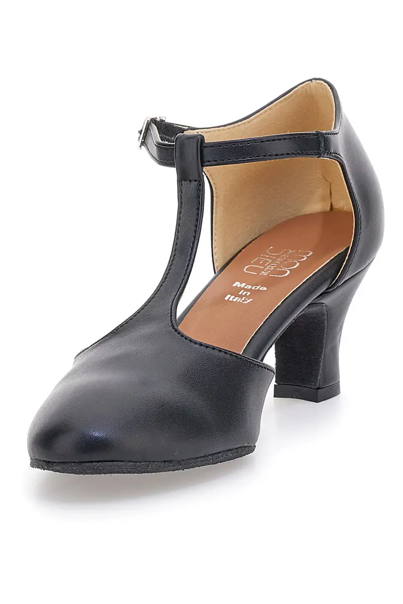 Scarpe da ballo nere con cinturino a T e suola in pelle Mon dieu 112 miniatura 3