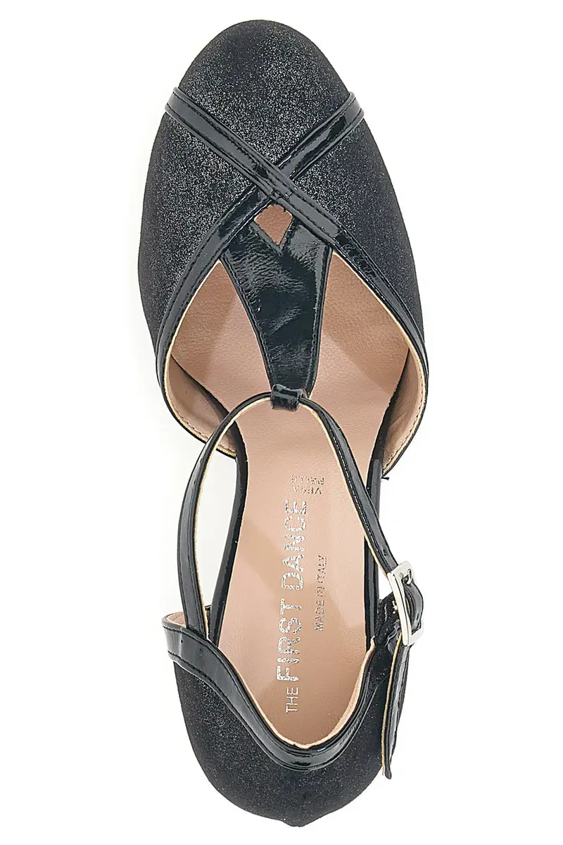 Scarpe da ballo nere con cinturino a T e tacco svasato The First Dance 6325 miniatura 3