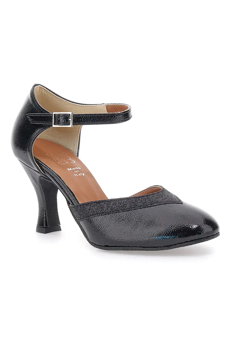 Scarpe da ballo nere con cinturino e suola in pelle Mon dieu 111 miniatura 2