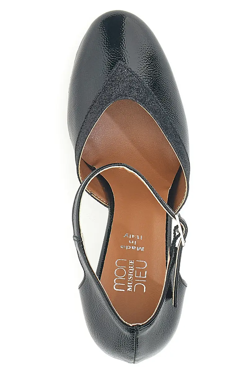 Scarpe da ballo nere con cinturino e suola in pelle Mon dieu 111 miniatura 3