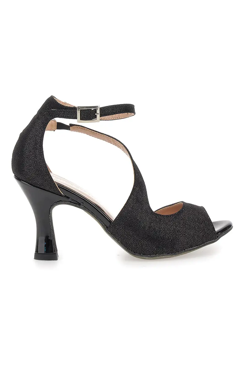 Scarpe da ballo nere open toe con cinturino alla caviglia The First Dance 6514