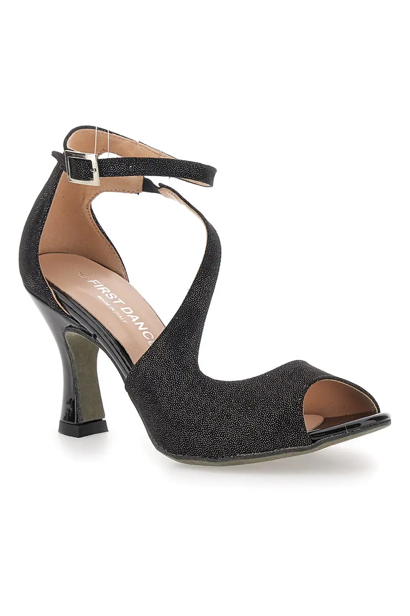 Scarpe da ballo nere open toe con cinturino alla caviglia The First Dance 6514 miniatura 2