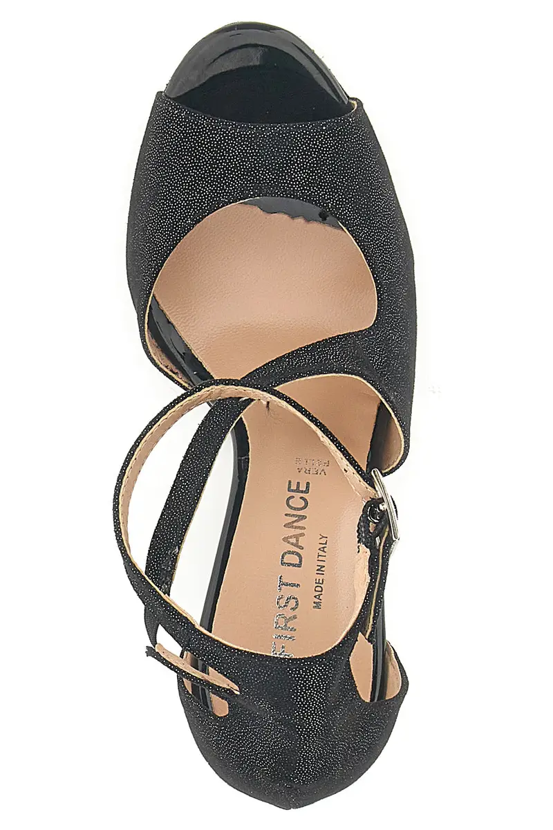 Scarpe da ballo nere open toe con cinturino alla caviglia The First Dance 6514 miniatura 3