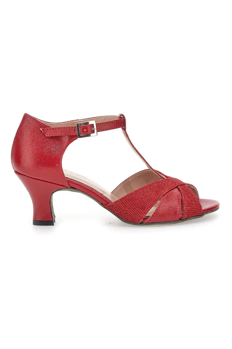 Scarpe da Ballo Rosse Open Toe Con Glitter THE FIRST DANCE 5202