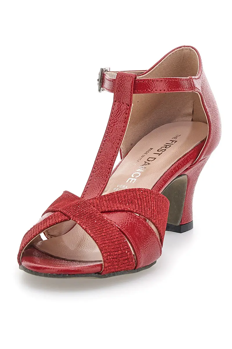 Scarpe da Ballo Rosse Open Toe Con Glitter THE FIRST DANCE 5202 miniatura 3