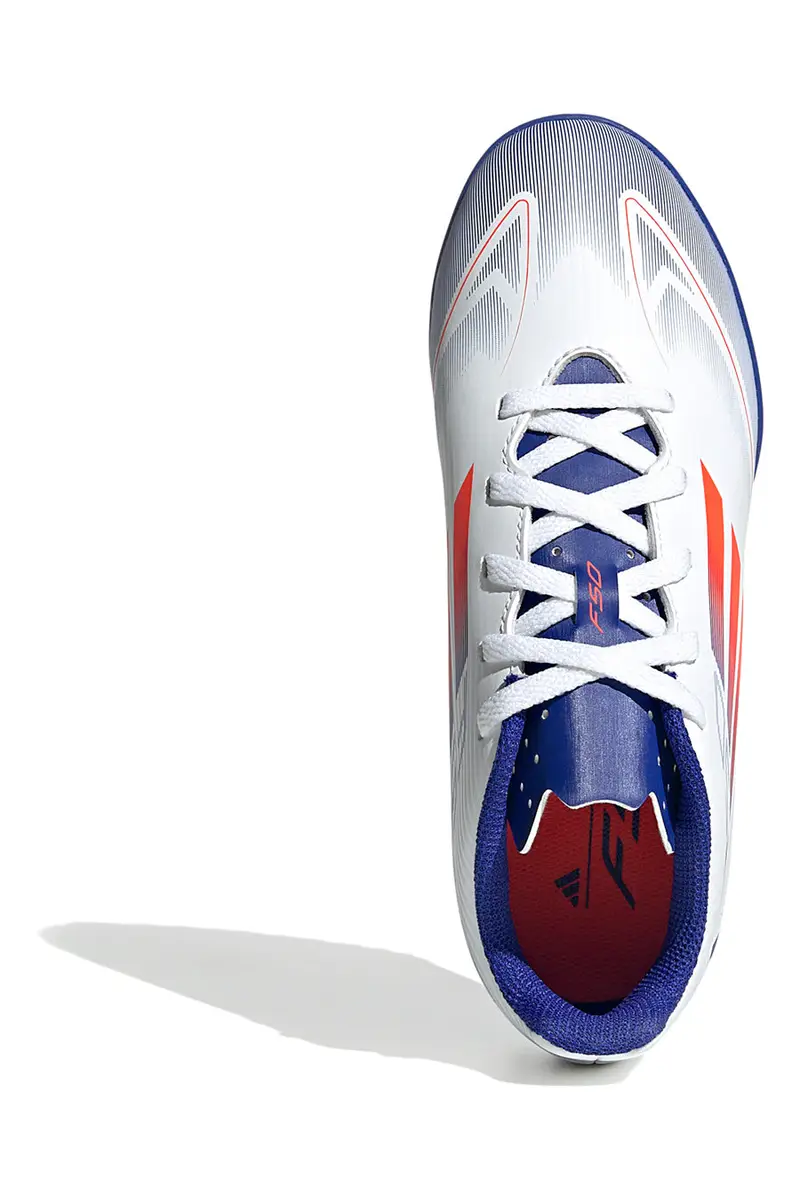 Scarpe da calcetto bianche e blu per terreni sintetici Adidas F50 Club TF J miniatura 3