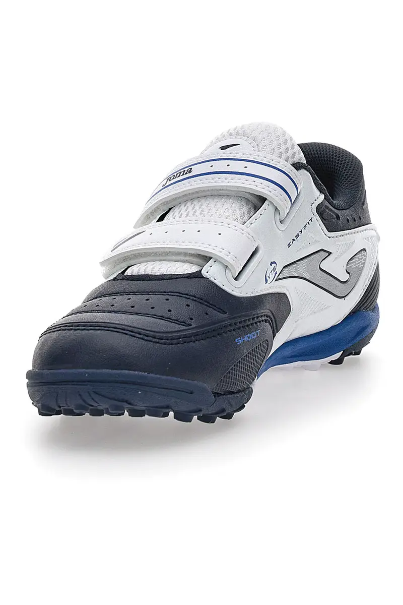 Scarpe da calcetto blu e bianche con doppio strappo Joma Cancha JR 2503 miniatura 3