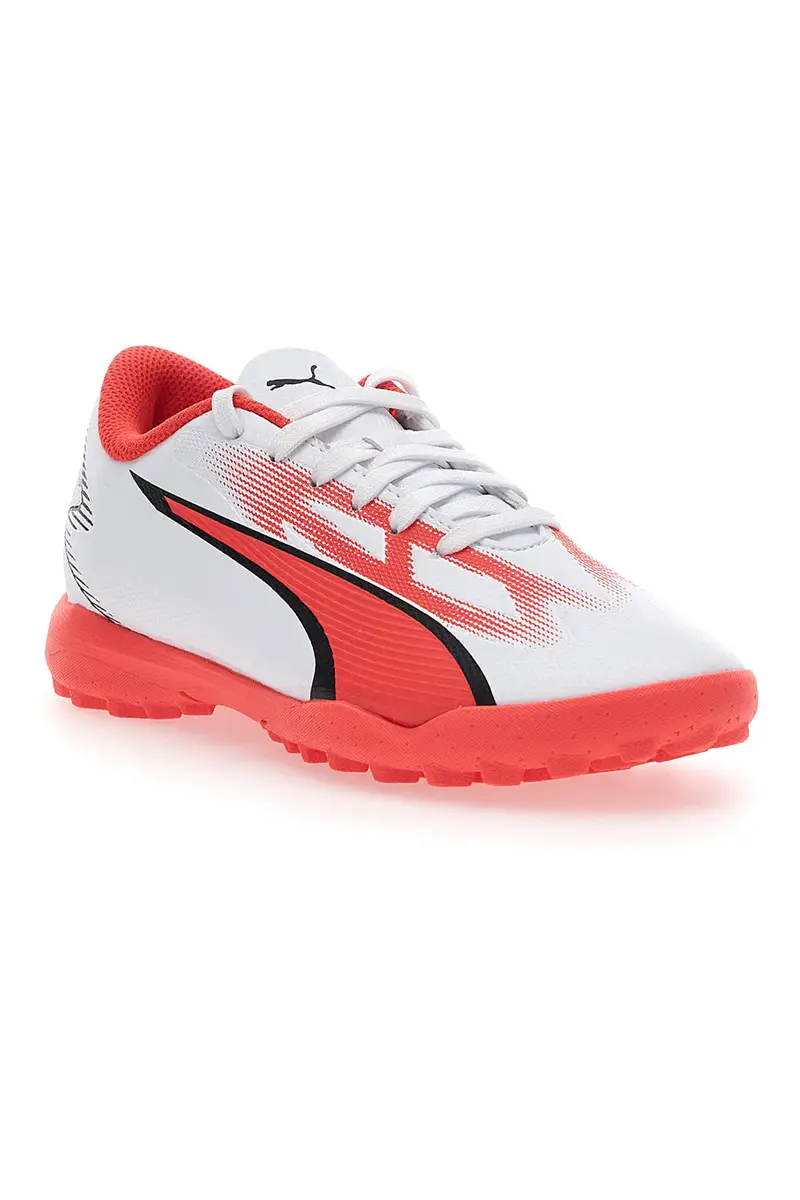 Scarpe da Calcetto Puma Ultra Play TT Jr Bianche e Arancioni miniatura 2