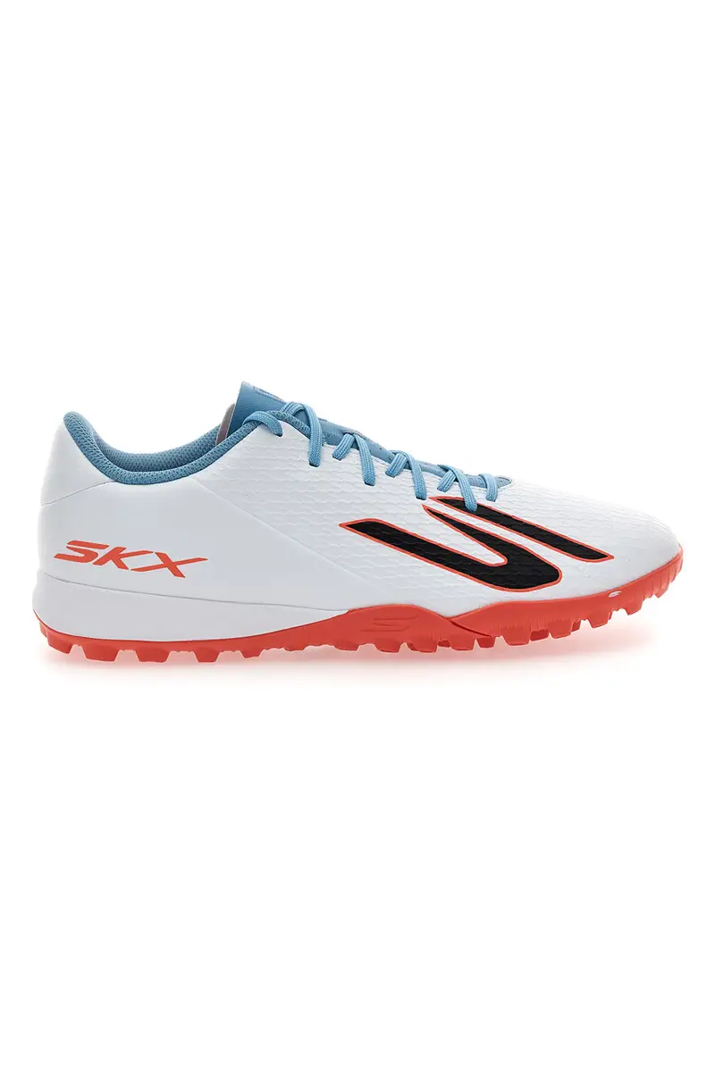 Scarpe da calcio bianche con dettagli azzurri suola turf Skechers Club TF