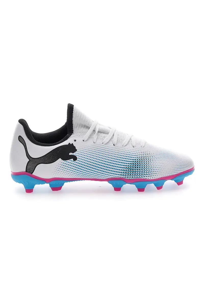 scarpe da Calcio Bianche con Tacchetti Azzurri Puma Future 7 Play FG/AG JR