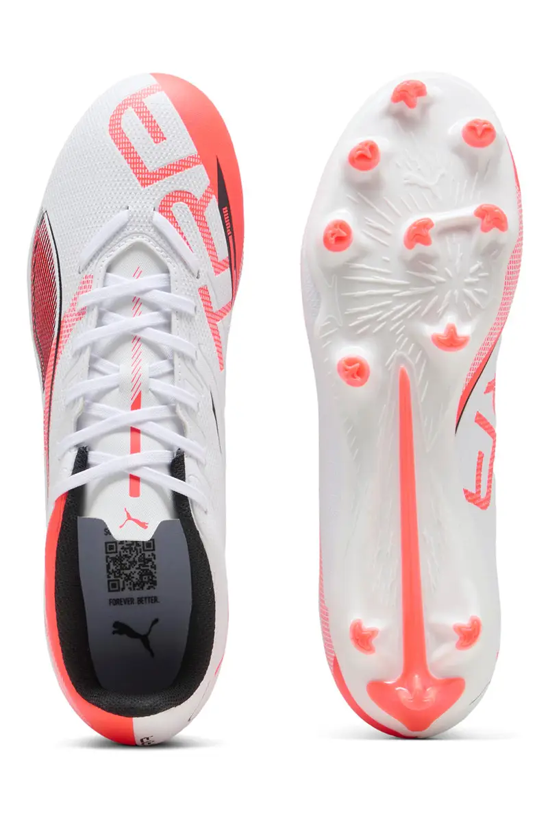 Scarpe da Calcio Bianche e Rosse con Tacchetti Puma ULTRA 5 PLAY FG/AG miniatura 3