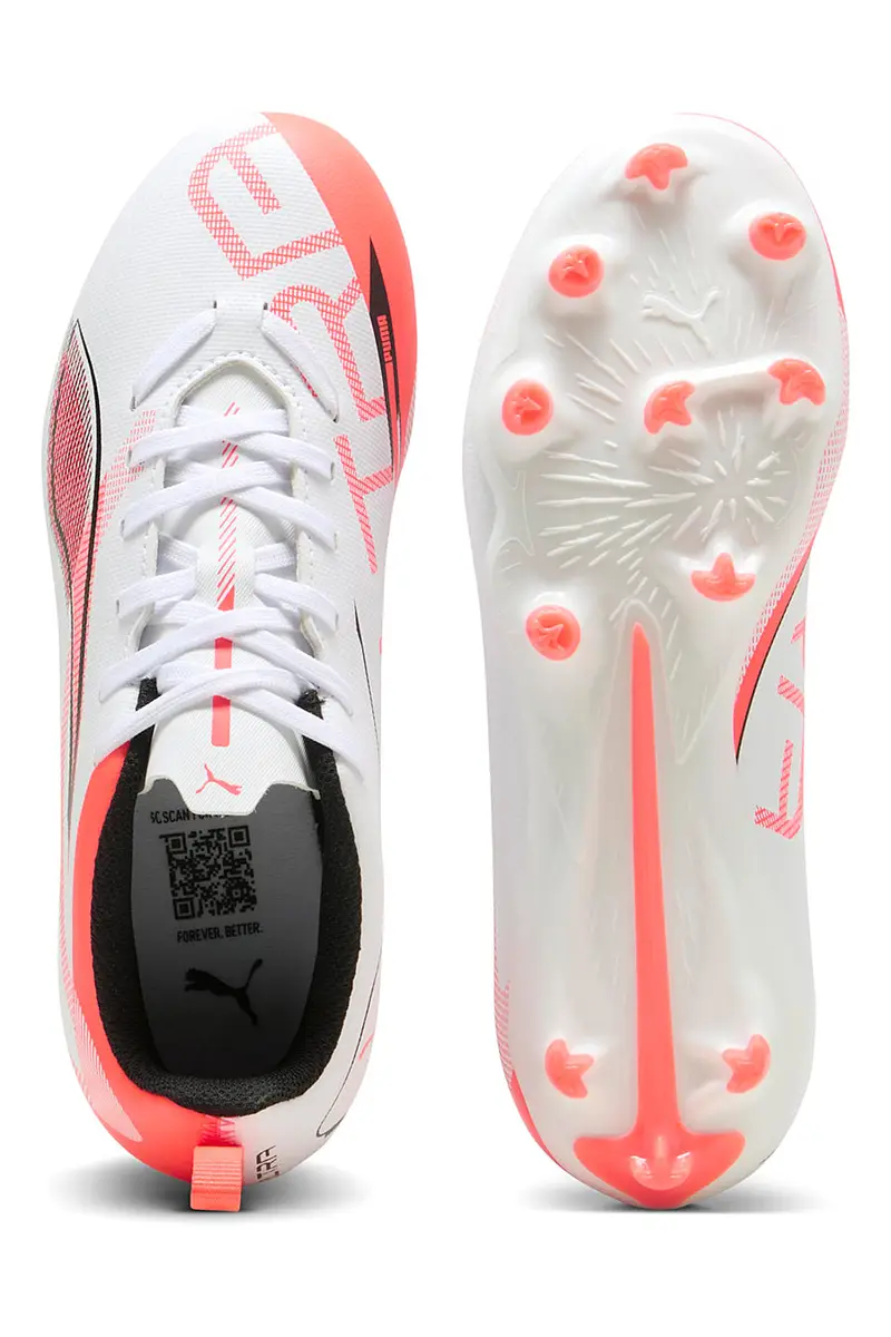Scarpe da Calcio Bianche e Rosse per Terreni Naturali e Sintetici Puma ULTRA 5 PLAY FG/AG Jr miniatura 3