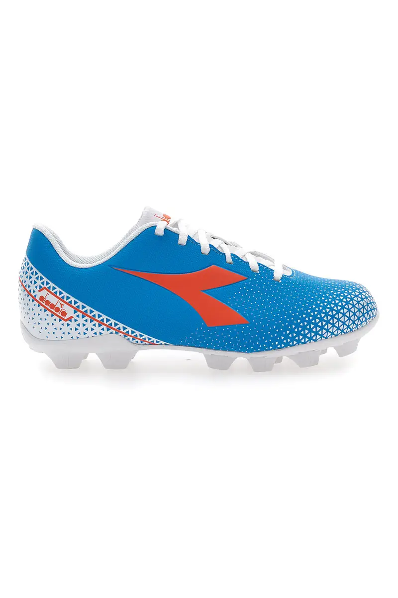 Scarpe da Calcio con Tacchetti Fissi Azzurre con Logo Arancione Diadora Pichichi 6 Md Jr