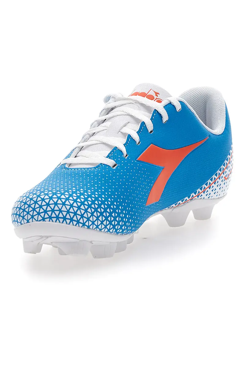 Scarpe da Calcio con Tacchetti Fissi Azzurre con Logo Arancione Diadora Pichichi 6 Md Jr miniatura 3
