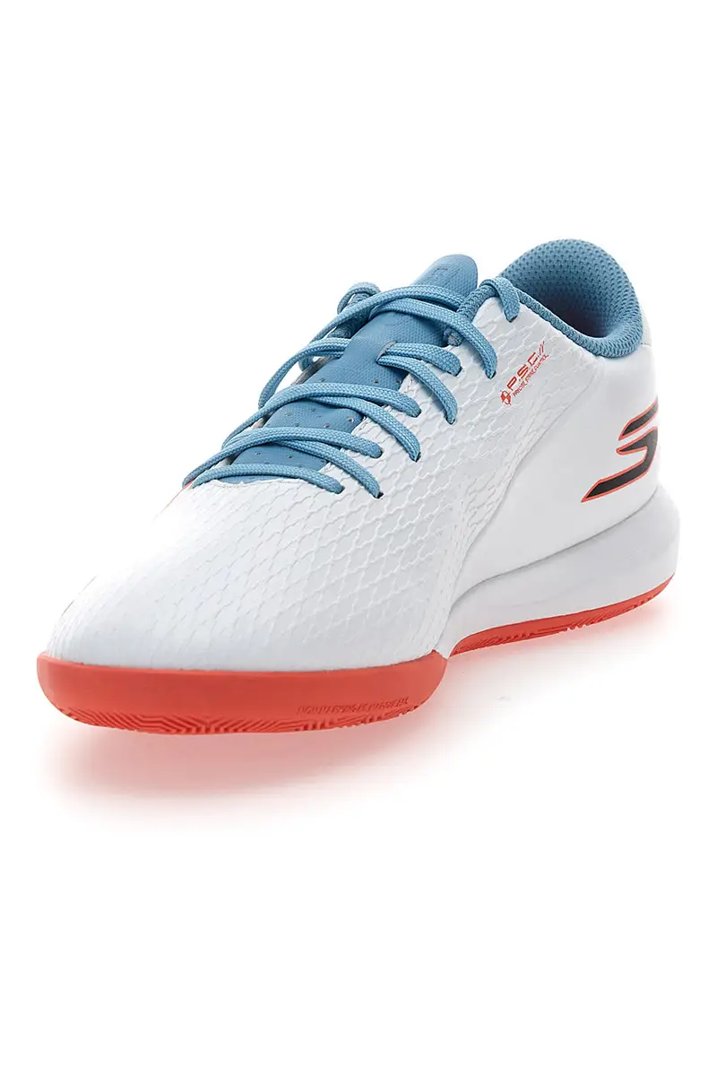 Scarpe da calcio indoor bianche con dettagli azzurri Skechers Club IC miniatura 3