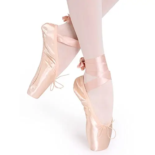 Scarpe da Danza Punta Classica Scarpette da Balletto Pointe Rosa con Nastro e Puntali per Donna e Ragazza 43 EU miniatura 2