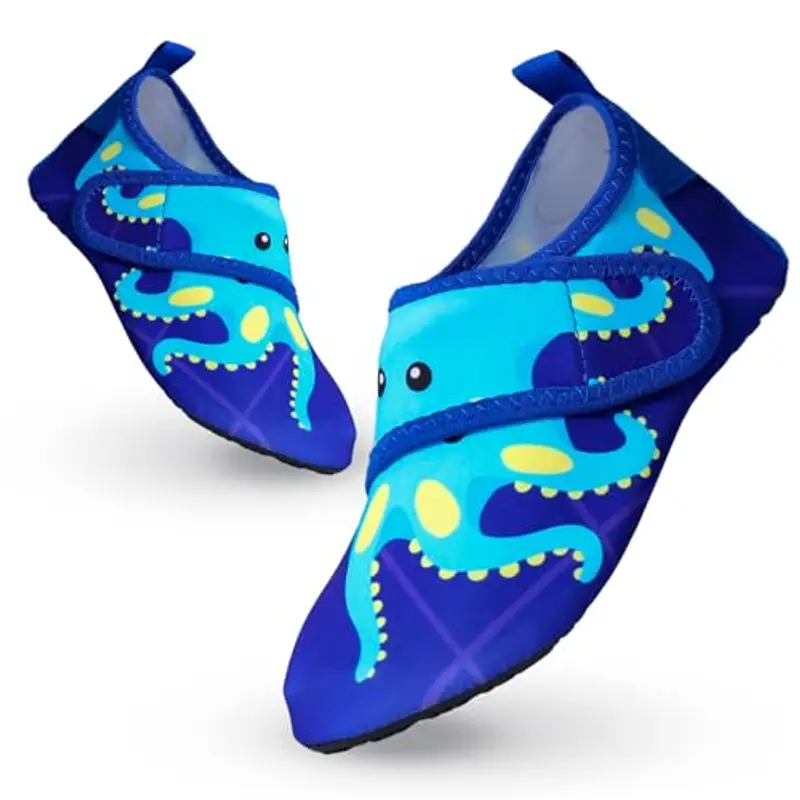 Scarpe da Scoglio Bambino Scarpe Mare Bambina Scarpe da Acqua Rapida Asciugatura Antiscivolo Bambini Scarpe da Spiaggia Ragazze Ragazzi Scarpette da Immersione Bagno Surf Nuoto 24/25EU Polpo Blu