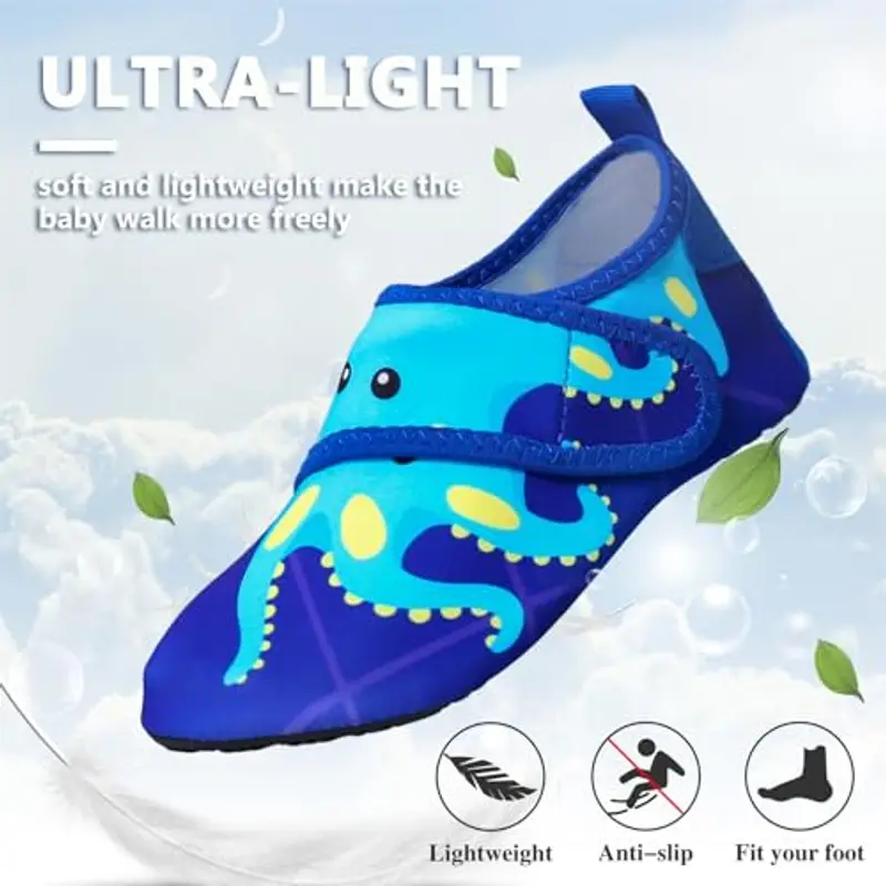 Scarpe da Scoglio Bambino Scarpe Mare Bambina Scarpe da Acqua Rapida Asciugatura Antiscivolo Bambini Scarpe da Spiaggia Ragazze Ragazzi Scarpette da Immersione Bagno Surf Nuoto 24/25EU Polpo Blu miniatura 3