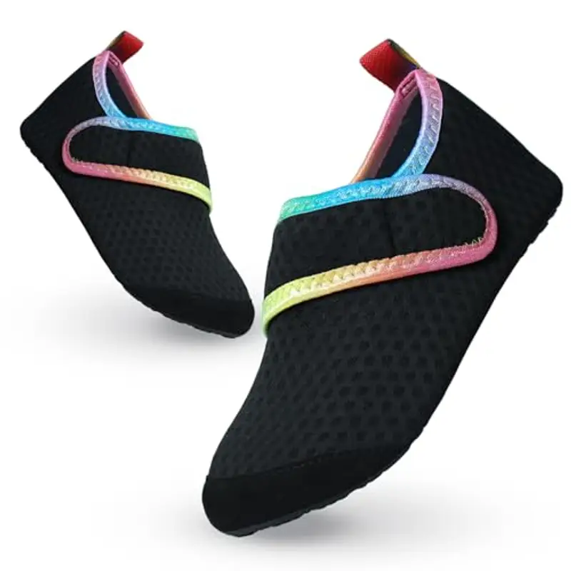 Scarpe da Scoglio Bambino Scarpe Mare Bambina Scarpe da Acqua Rapida Asciugatura Antiscivolo Bambini Scarpe da Spiaggia Ragazze Ragazzi Scarpette da Immersione Bagno Surf Nuoto 26/27EU Nero