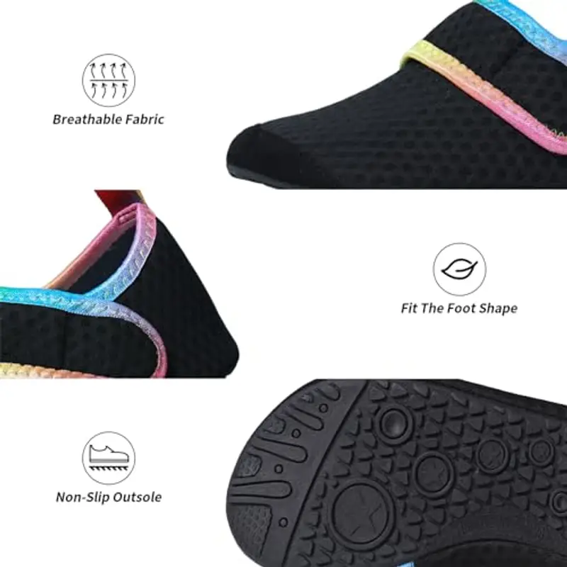 Scarpe da Scoglio Bambino Scarpe Mare Bambina Scarpe da Acqua Rapida Asciugatura Antiscivolo Bambini Scarpe da Spiaggia Ragazze Ragazzi Scarpette da Immersione Bagno Surf Nuoto 26/27EU Nero miniatura 2