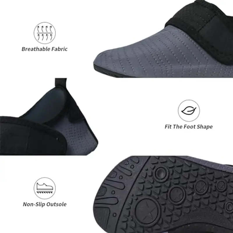 Scarpe da Scoglio Bambino Scarpe Mare Bambina Scarpe da Acqua Rapida Asciugatura Antiscivolo Bambini Scarpe da Spiaggia Ragazze Ragazzi Scarpette da Immersione Bagno Surf Nuoto 28/29EU Grigio miniatura 2