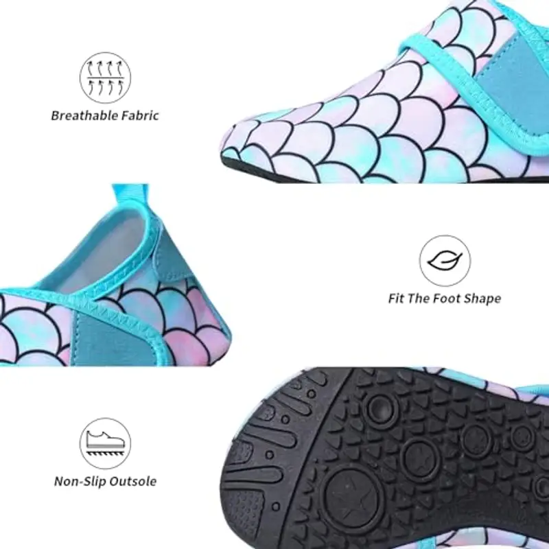 Scarpe da Scoglio Bambino Scarpe Mare Bambina Scarpe da Acqua Rapida Asciugatura Antiscivolo Bambini Scarpe da Spiaggia Ragazze Ragazzi Scarpette da Immersione Bagno Surf Nuoto 28/29EU ScalePesce Blu miniatura 2