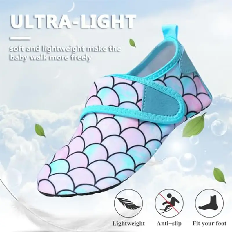 Scarpe da Scoglio Bambino Scarpe Mare Bambina Scarpe da Acqua Rapida Asciugatura Antiscivolo Bambini Scarpe da Spiaggia Ragazze Ragazzi Scarpette da Immersione Bagno Surf Nuoto 28/29EU ScalePesce Blu miniatura 3