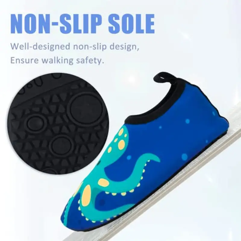 Scarpe da Spiaggia Bambini Ragazze Ragazzi Scarpe da Acqua Rapida Asciugatura Antiscivolo Scarpe da Immersione da Mare, Sport Acquatici Scarpette da Scoglio da Bagno Surf Nuoto Yoga 22/23EU Polpo Blu miniatura 2